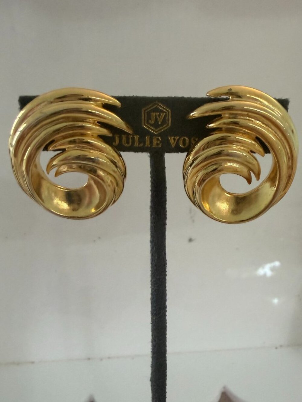 Vintage Gold Tone Swirl Pierced Earrings